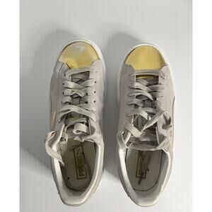 PUMA Suede Platform White Gold Sneaker Shoes 3622222-01 Women’s 9